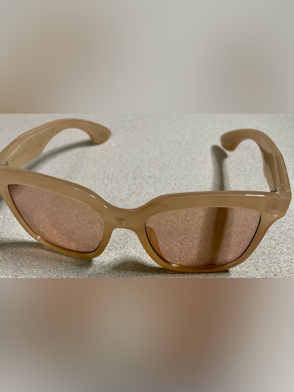 Oversized Nude Rhinestone Square Sunglasses Beige Brown Gradient Lenses Glam - Picture 4 of 4